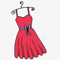 卡通手绘红色的连衣裙素材
