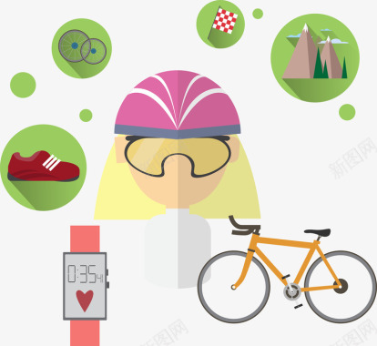 自行车运动图标集合矢量图图标