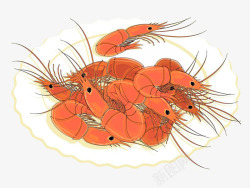 一盘大虾卡通盘子里的龙虾高清图片