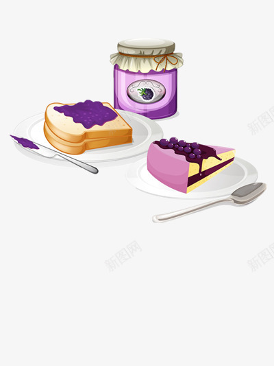 蓝莓面包png免抠素材_新图网 https://ixintu.com 吐司 早餐 果酱 甜点 紫色 美食 蓝莓酱 西餐 面包 面包片 食物