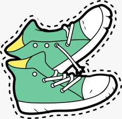卡通手绘绿色的鞋子素材