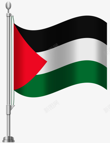 巴勒斯坦国旗png免抠素材_新图网 https://ixintu.com 国旗 巴勒 斯坦 旗帜 红色 黑白绿