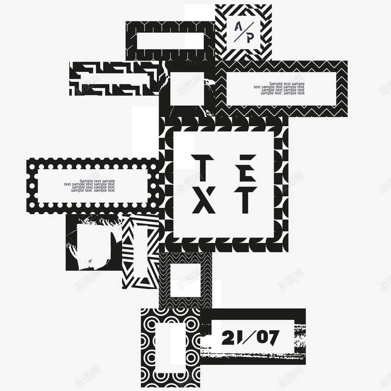 方形黑白彩色几何矢量图ai免抠素材_新图网 https://ixintu.com 个性 前卫 数字 文字 方形 时尚 立体 矢量图