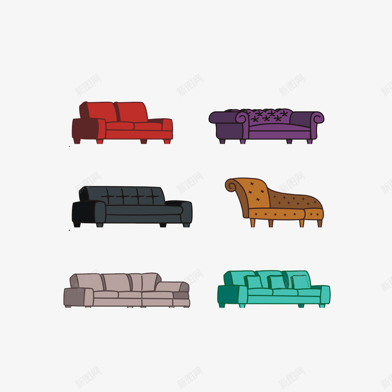 彩色沙发png免抠素材_新图网 https://ixintu.com 家具 布艺沙发 彩色 手绘 斑点 沙发 立体 简约