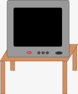 桌子上的卡通灰色电视机素材