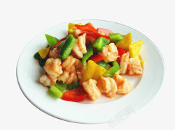 中西餐美食青椒炒虾仁图高清图片