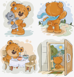 彩绘熊4款彩绘泰迪熊高清图片