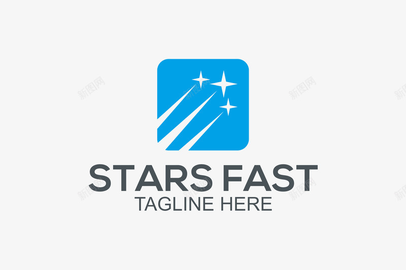蓝色的流星logo矢量图图标ai_新图网 https://ixintu.com logo 可爱 方形 流星 白色星星 矢量图 简约 精美 设计感