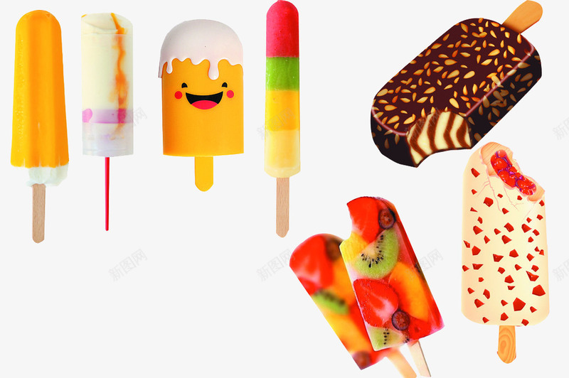 雪糕卡通png免抠素材_新图网 https://ixintu.com 买油雪糕 冰棒 冰淇淋 夏天 水果味冰棒 甜品