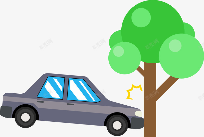 撞树上的小汽车图图标png_新图网 https://ixintu.com 创意设计 卡车 卡通车 小汽车 汽车 汽车图标 汽车矢量图 车 轿车 造型图案
