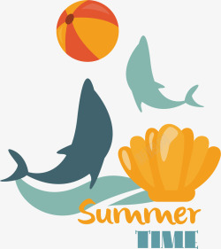 夏日时光海豚表演矢量图素材