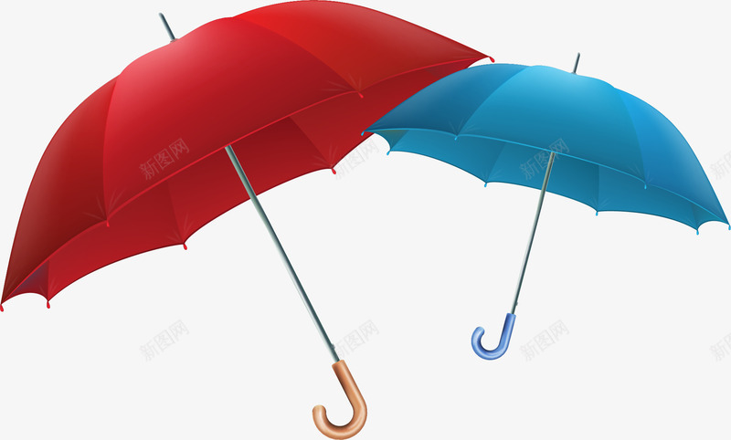 红蓝小雨伞png免抠素材_新图网 https://ixintu.com 一大一小 矢量雨伞 红色 蓝色 雨伞