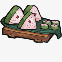 三角桌子手绘三角寿司片高清图片