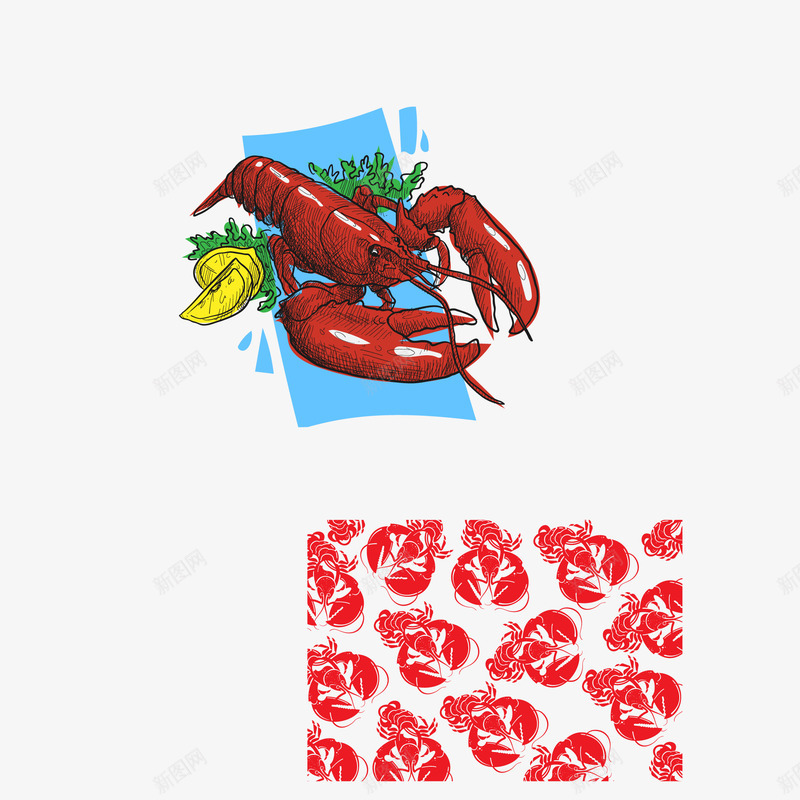 手绘龙虾png免抠素材_新图网 https://ixintu.com 下载 免抠 大图 手绘 龙虾