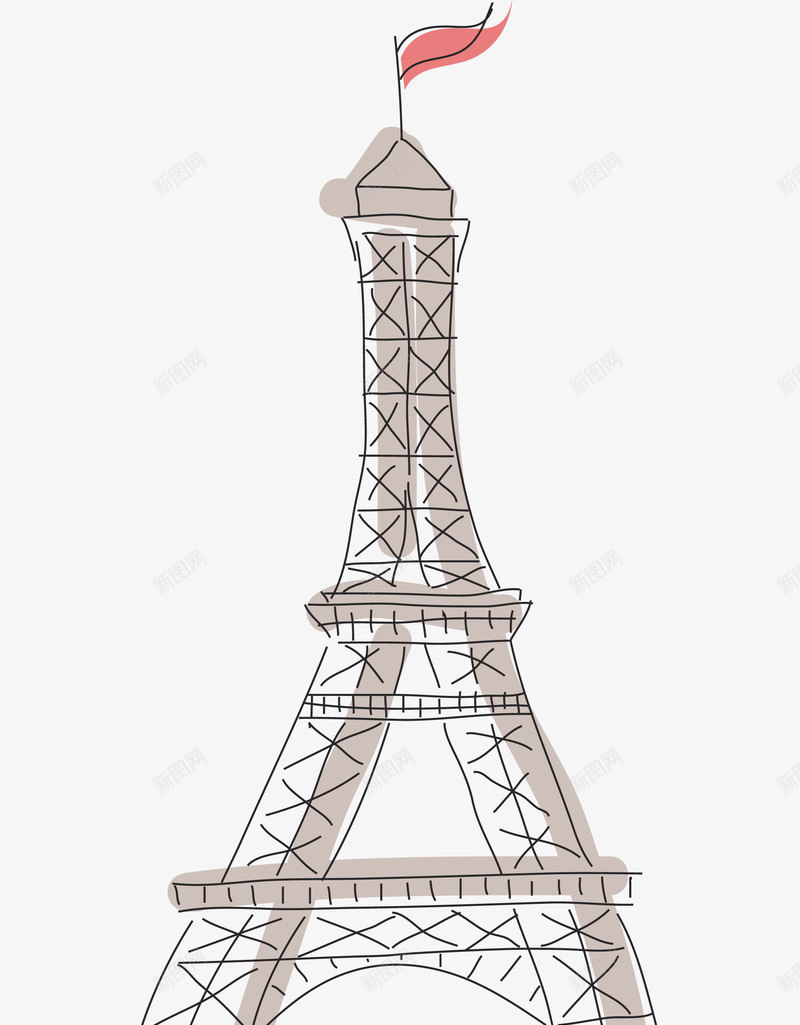 手绘巴黎元素png免抠素材_新图网 https://ixintu.com 卡通 埃菲尔铁塔 巴黎 手绘 手绘巴黎元素 线描 铁塔