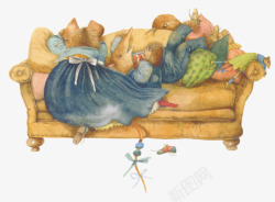 可爱爵士躺在沙发的老鼠高清图片