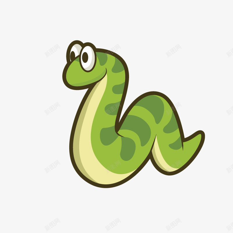 手绘绿色的卡通蛇png免抠素材_新图网 https://ixintu.com 创意 动漫动画 卡通手绘 卡通蛇 眼睛 绿色的