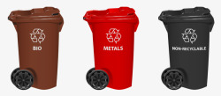实物三色分类回收箱素材