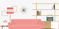 粉色书架卡通粉色沙发书架高清图片