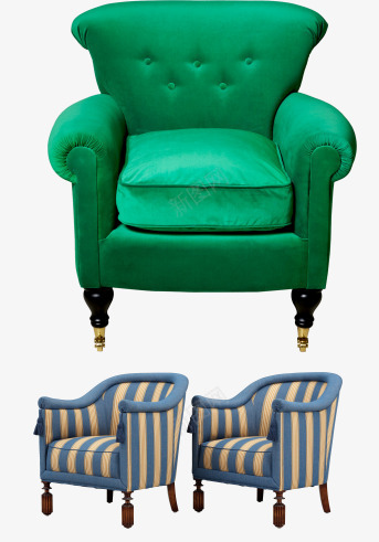黄蓝相间沙发和绿色沙发png免抠素材_新图网 https://ixintu.com 一对沙发 单人沙发 家具 沙发 绿色沙发 蓝黄相间沙发