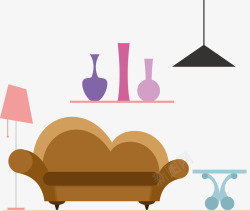 褐色家具家里客厅里的摆式矢量图高清图片