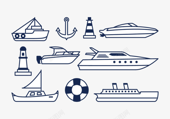 卡通航海图标图标