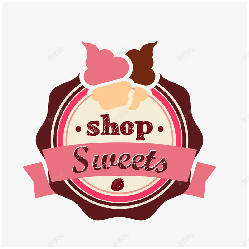 粉色甜品店标签png免抠素材_新图网 https://ixintu.com 冰淇淋标签标志 冷饮标签 雪糕标签