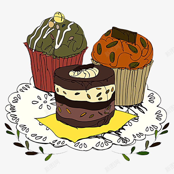 杯形蛋糕png免抠素材_新图网 https://ixintu.com 手绘 插图 杯形蛋糕 甜品 蛋糕 食品