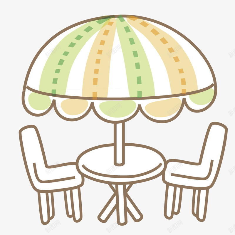 雨伞和小桌椅png免抠素材_新图网 https://ixintu.com 手绘 拟物化 桌椅 矢量元素 雨伞