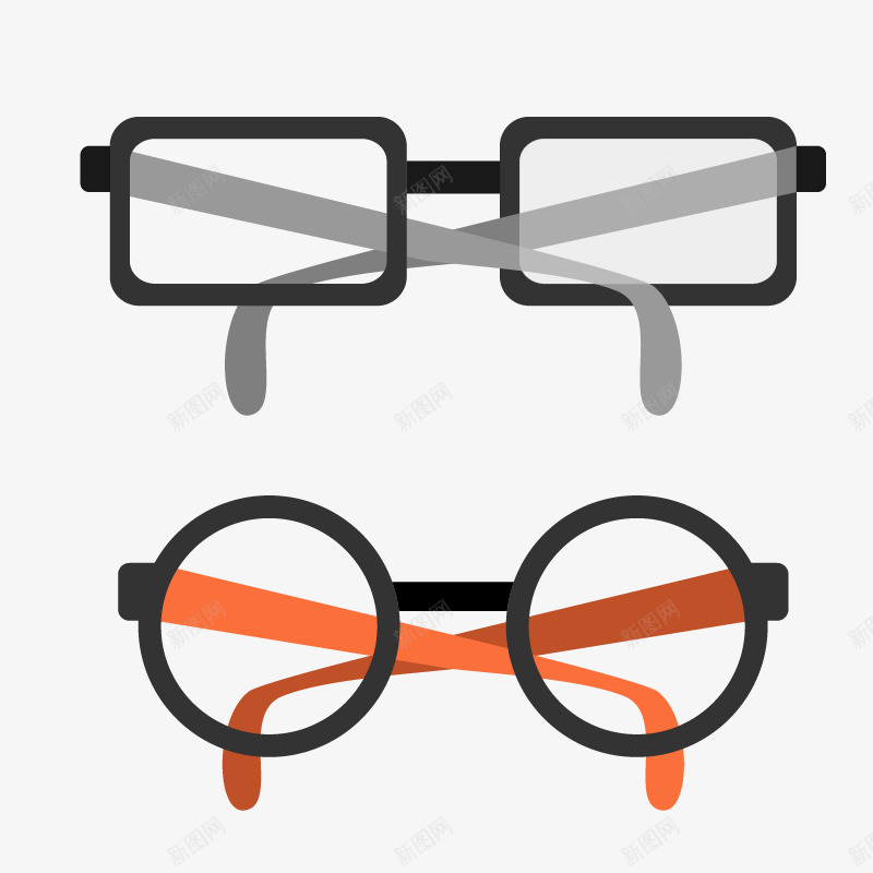 方形圆形两款眼镜矢量图ai免抠素材_新图网 https://ixintu.com 圆形 眼镜 矩形 矢量图