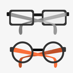 方形圆形两款眼镜矢量图素材
