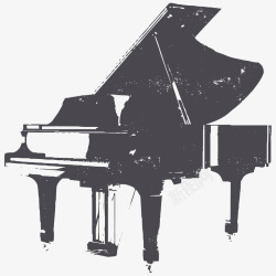 一架钢琴卡通手绘黑色的钢琴高清图片