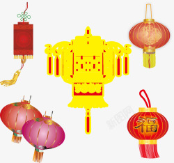 幸福中国结和大红灯笼素材