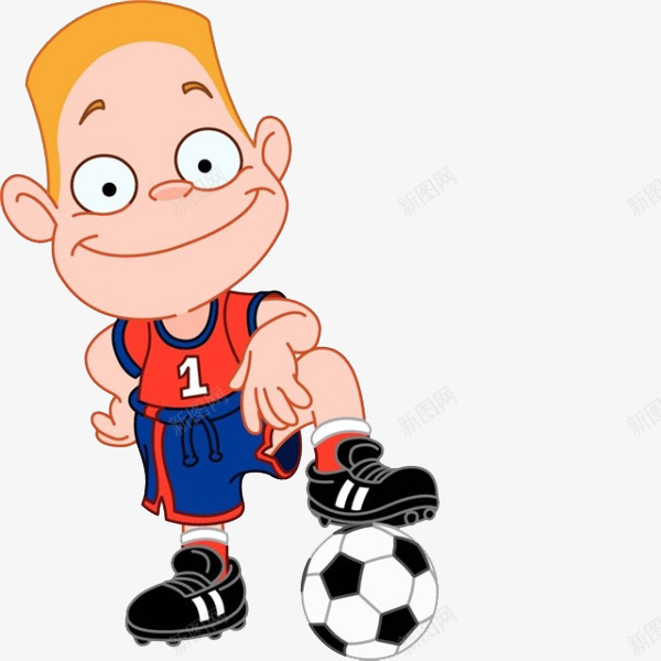 踩着球的男孩png免抠素材_新图网 https://ixintu.com 卡通 小男孩 少儿足球 帅气的 手绘 简笔 足球 黄色的
