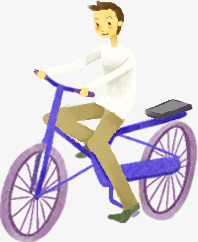 自行车造型扁平卡通人物造型骑自行车高清图片