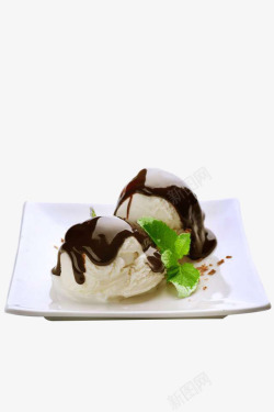 盘子里的巧克力味冰淇淋素材