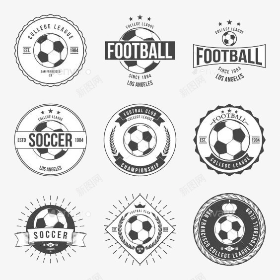 足球黑白图标png_新图网 https://ixintu.com 图标 圆形 球类 西班牙足球 设计 足球 运动 项目 黑白