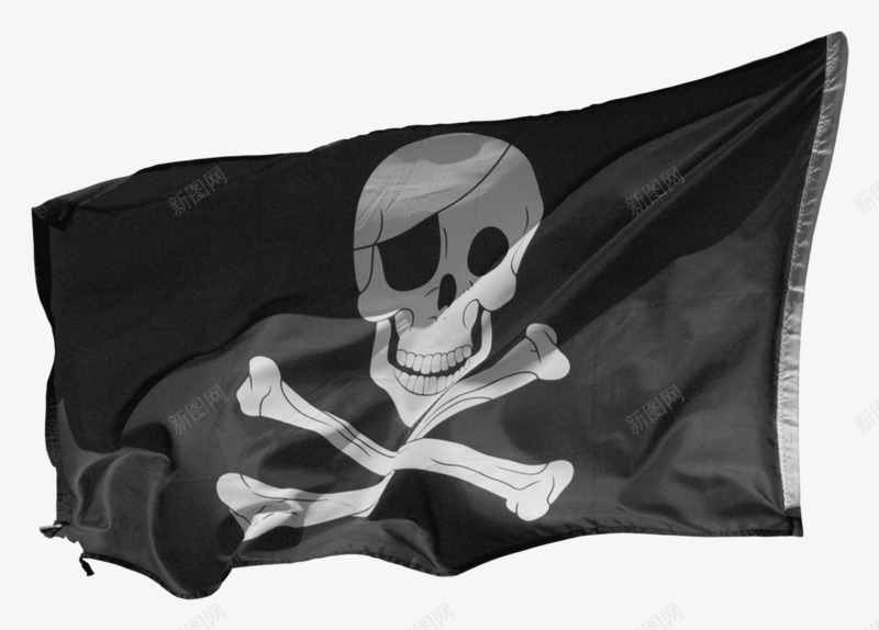 黑色海盗旗png免抠素材_新图网 https://ixintu.com 旗帜 白色 骷髅头 黑色