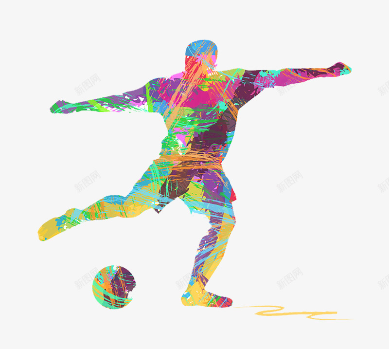 彩色几何形踢足球png免抠素材_新图网 https://ixintu.com 几何形 彩色 踢足球