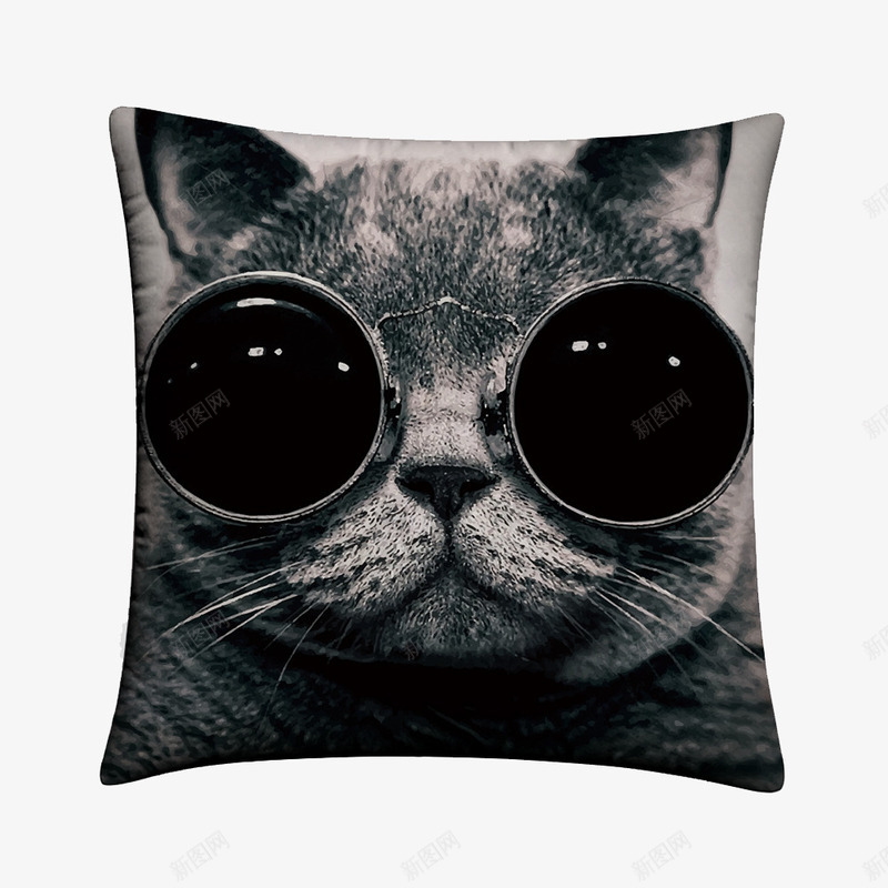 猫星人靠枕png免抠素材_新图网 https://ixintu.com 产品实物 抱枕 方形 枕头 黑色
