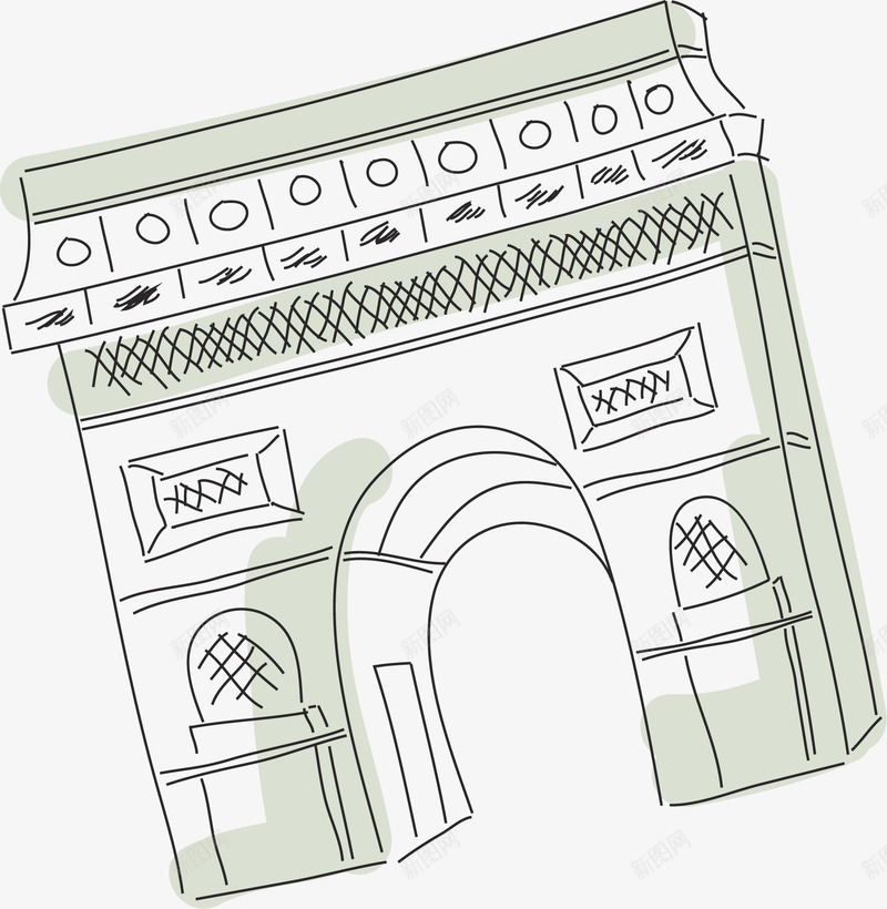 手绘巴黎元素png免抠素材_新图网 https://ixintu.com 卡通 巴黎 建筑 手绘 手绘巴黎元素 线描