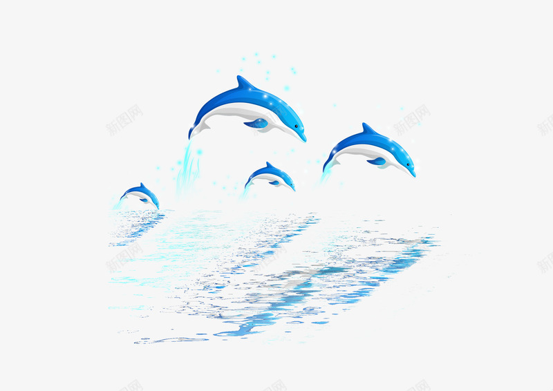 跳跃的海豚png免抠素材_新图网 https://ixintu.com 可爱 海豚 设计素材 跳跃的海豚