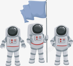 旗帜与宇航员素材