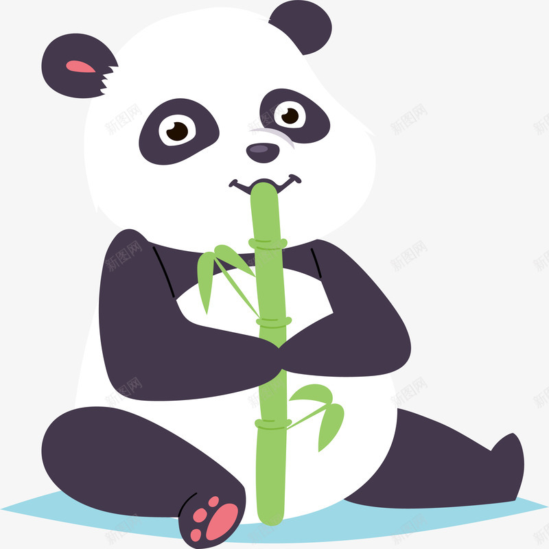 卡通手绘吃竹叶的熊猫png免抠素材_新图网 https://ixintu.com 创意 动漫动画 卡通手绘 卡通熊猫 吃竹叶的熊猫 艺术