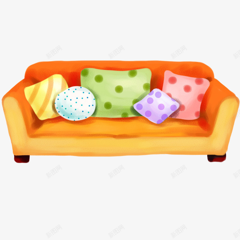 可爱沙发png免抠素材_新图网 https://ixintu.com 卡通 可爱 枕头 沙发