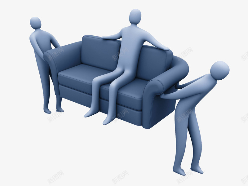 搬沙发和上面的人png免抠素材_新图网 https://ixintu.com 3d小人 上司 下属 抬轿 沙发 赖在沙发上不走的人