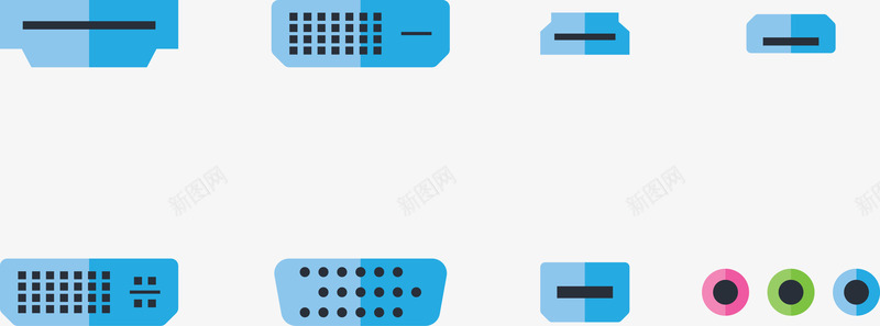 彩色端口插头矢量图eps免抠素材_新图网 https://ixintu.com 孔 形状 物品集合 矢量PNG 端口插头 蓝色 矢量图