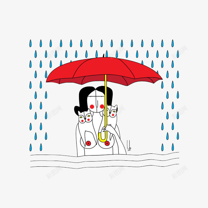 卡通下雨撑伞png免抠素材_新图网 https://ixintu.com 下雨 撑伞 淋雨 雨伞 雨滴