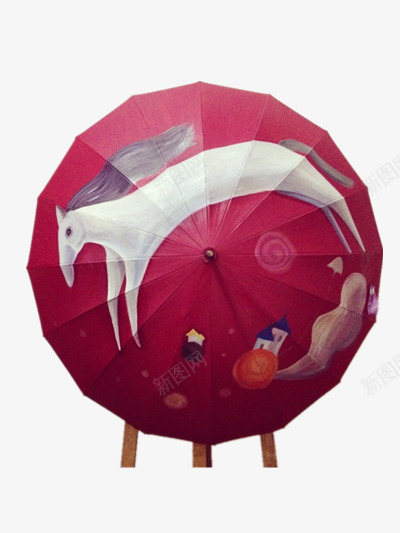 一个大红伞png免抠素材_新图网 https://ixintu.com 可爱 手绘雨伞 白马