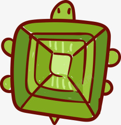 矢量心形宝石乌龟卡通正方形绿宝石卡通乌龟高清图片